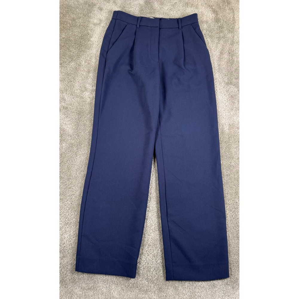 Abercrombie & Fitch Sloane Tailored Pants Navy Blue Wide Leg Pleated Size 28 / 6